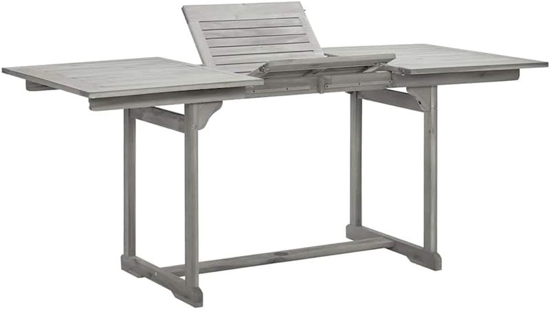 Expandable Solid Wood Patio Dining Table — Extendable 120–170 × 80 × 75 cm, Built-in Umbrella Hole, Outdoor Garden Furniture