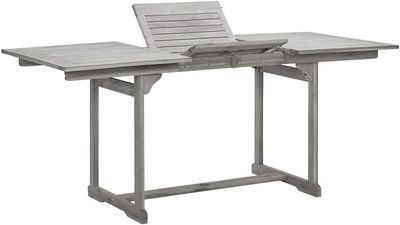 Expandable Solid Wood Patio Dining Table — Extendable 120–170 × 80 × 75 cm, Built-in Umbrella Hole, Outdoor Garden Furniture