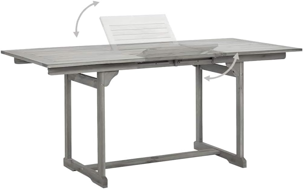 Expandable Solid Wood Patio Dining Table — Extendable 120–170 × 80 × 75 cm, Built-in Umbrella Hole, Outdoor Garden Furniture