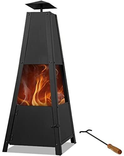 Pyramid Fire 102cm – Black Metal Outdoor Wood-Burning Fire Pit