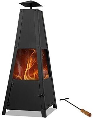 Pyramid Fire 102cm – Black Metal Outdoor Wood-Burning Fire Pit