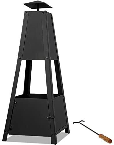 Pyramid Fire 102cm – Black Metal Outdoor Wood-Burning Fire Pit
