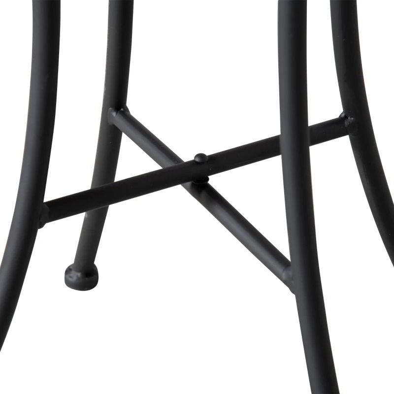 Round Mosaic Patio Side Table – Black Metal Frame, 35.5 × 35.5 × 53.5 cm