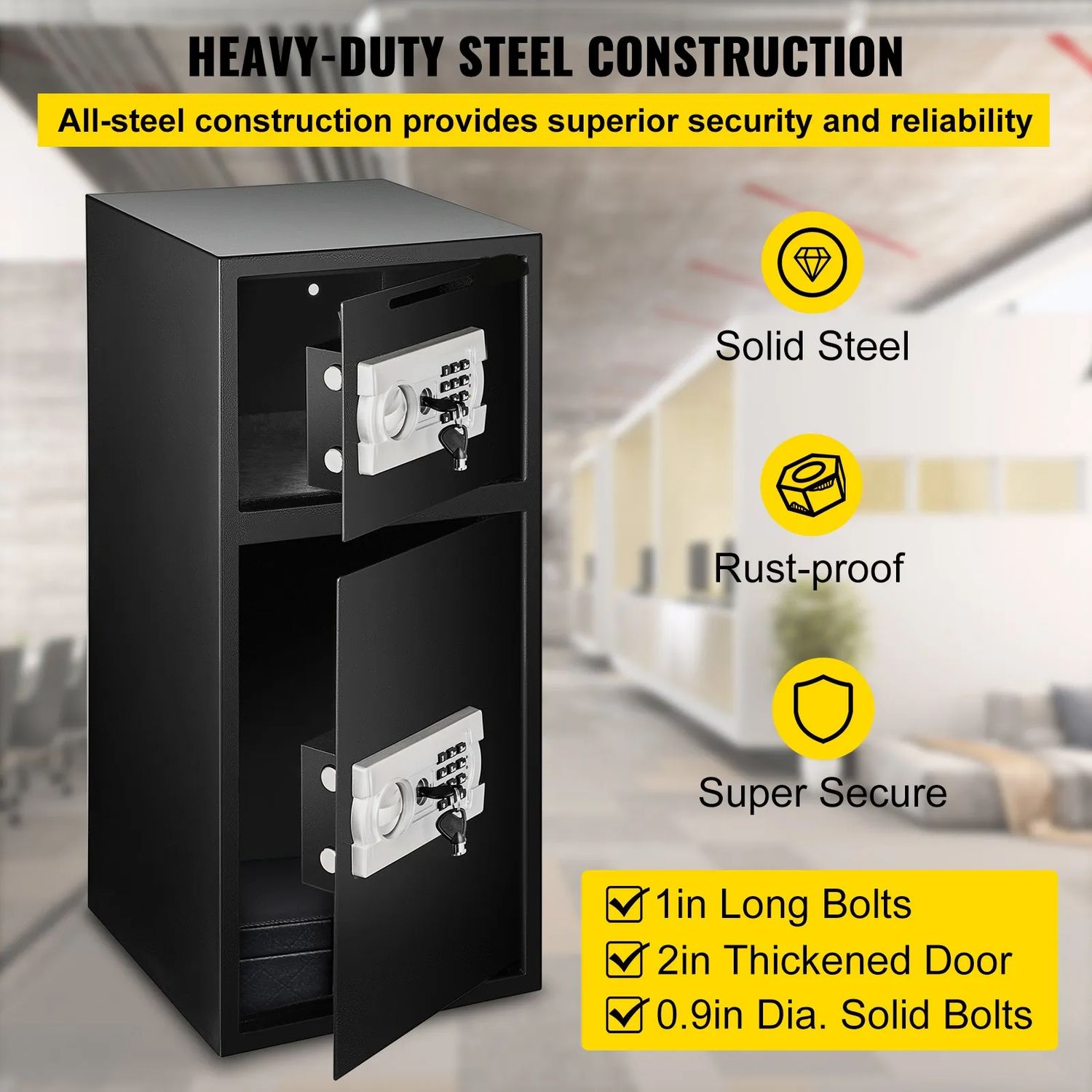 Suggestion Box, Digital Double-Door Security Safe with Deposit Slot – Heavy-Duty Steel