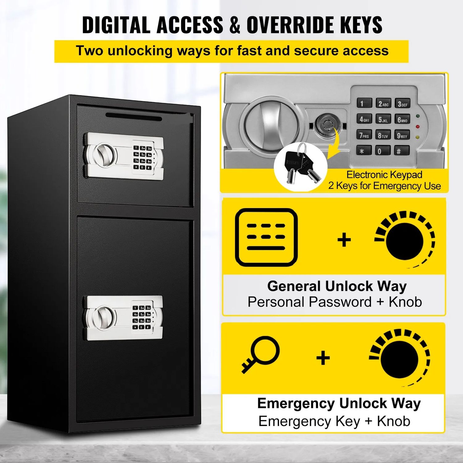 Suggestion Box, Digital Double-Door Security Safe with Deposit Slot – Heavy-Duty Steel