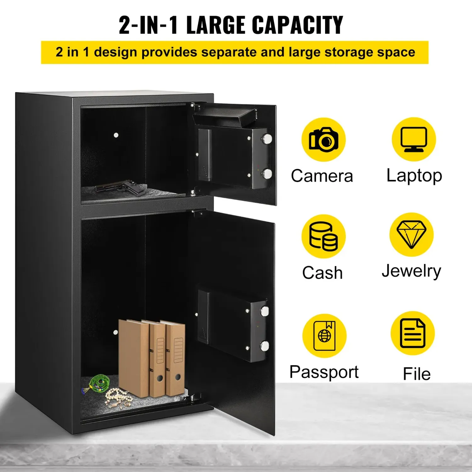 Suggestion Box, Digital Double-Door Security Safe with Deposit Slot – Heavy-Duty Steel