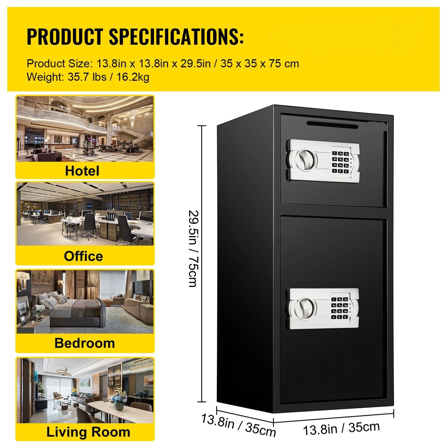 Suggestion Box, Digital Double-Door Security Safe with Deposit Slot – Heavy-Duty Steel