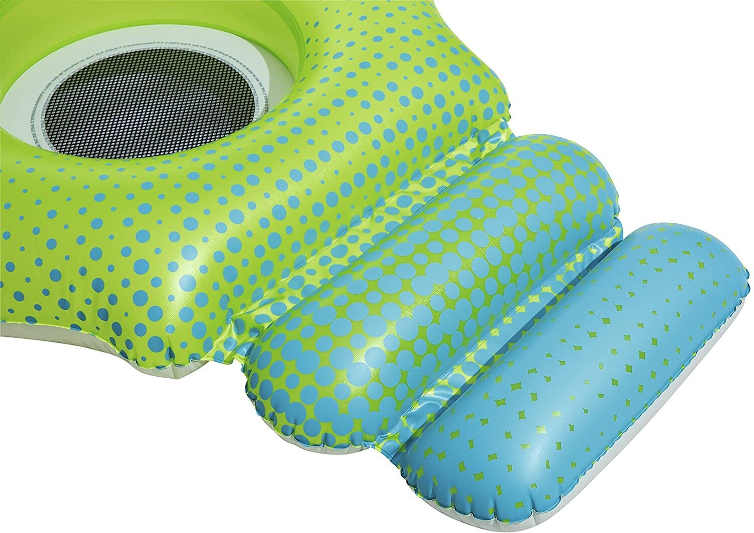 Super Sprawler Swimming Cooler mattress Inflatable Pool Lounger with Footrest &amp; Cup Holder – Green, Size L