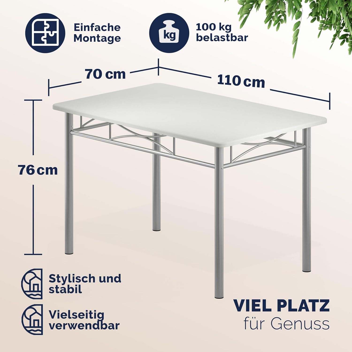 Dining Set with 4 Chairs and 1 Compact Modern Rectangular Dining Table – Contemporary Breakfast Furniture for Small Kitchens
