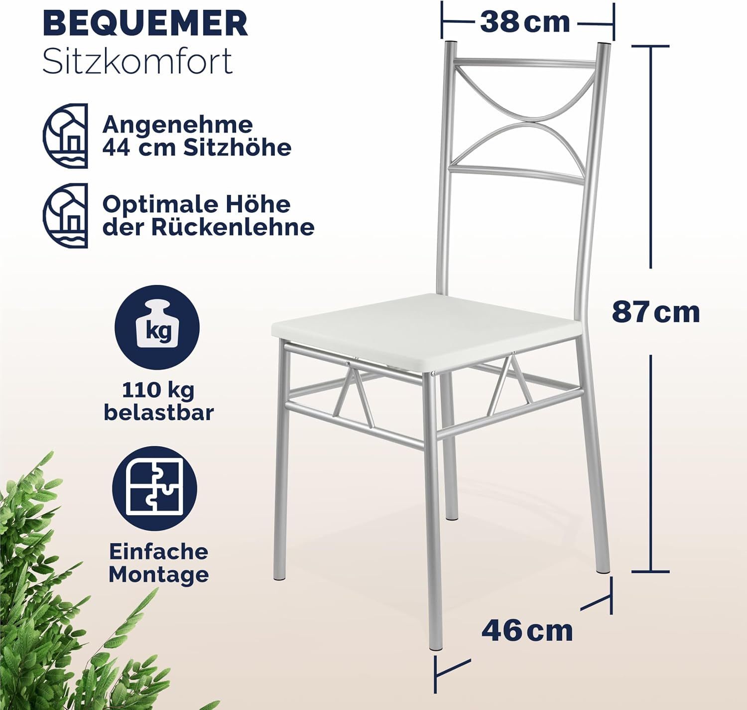 Dining Set with 4 Chairs and 1 Compact Modern Rectangular Dining Table – Contemporary Breakfast Furniture for Small Kitchens