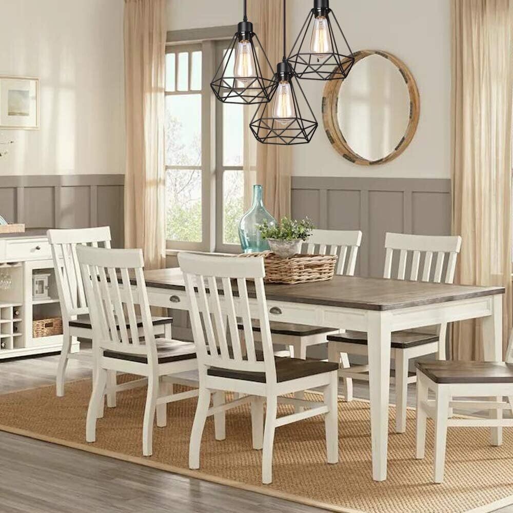 Vintage industrial black metal diamond cage pendant light shade  3 Lights Cage Ceiling Hanging Lamp