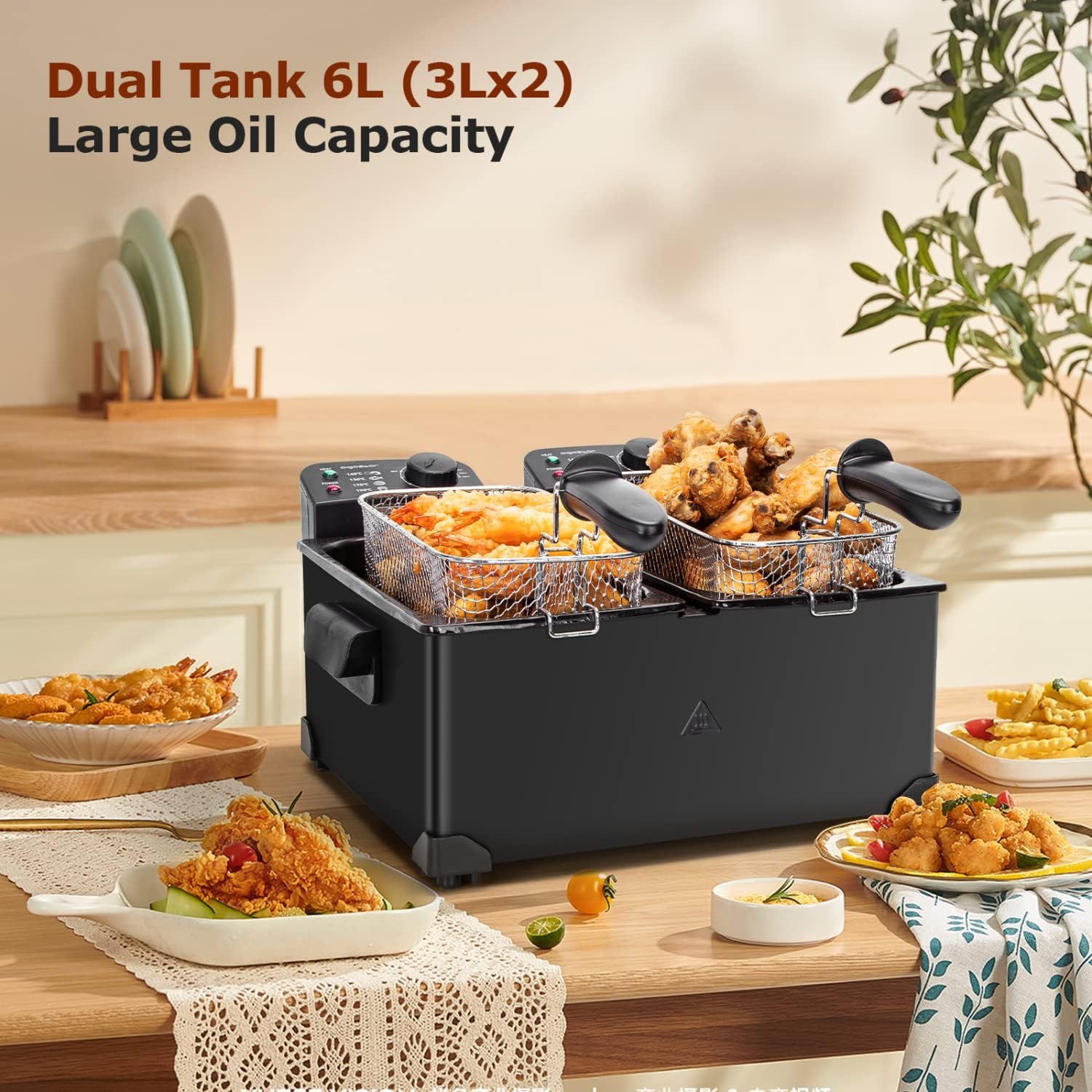 6L Dual Tank Deep Fat Fryer Stainless Steel Electric Fryer