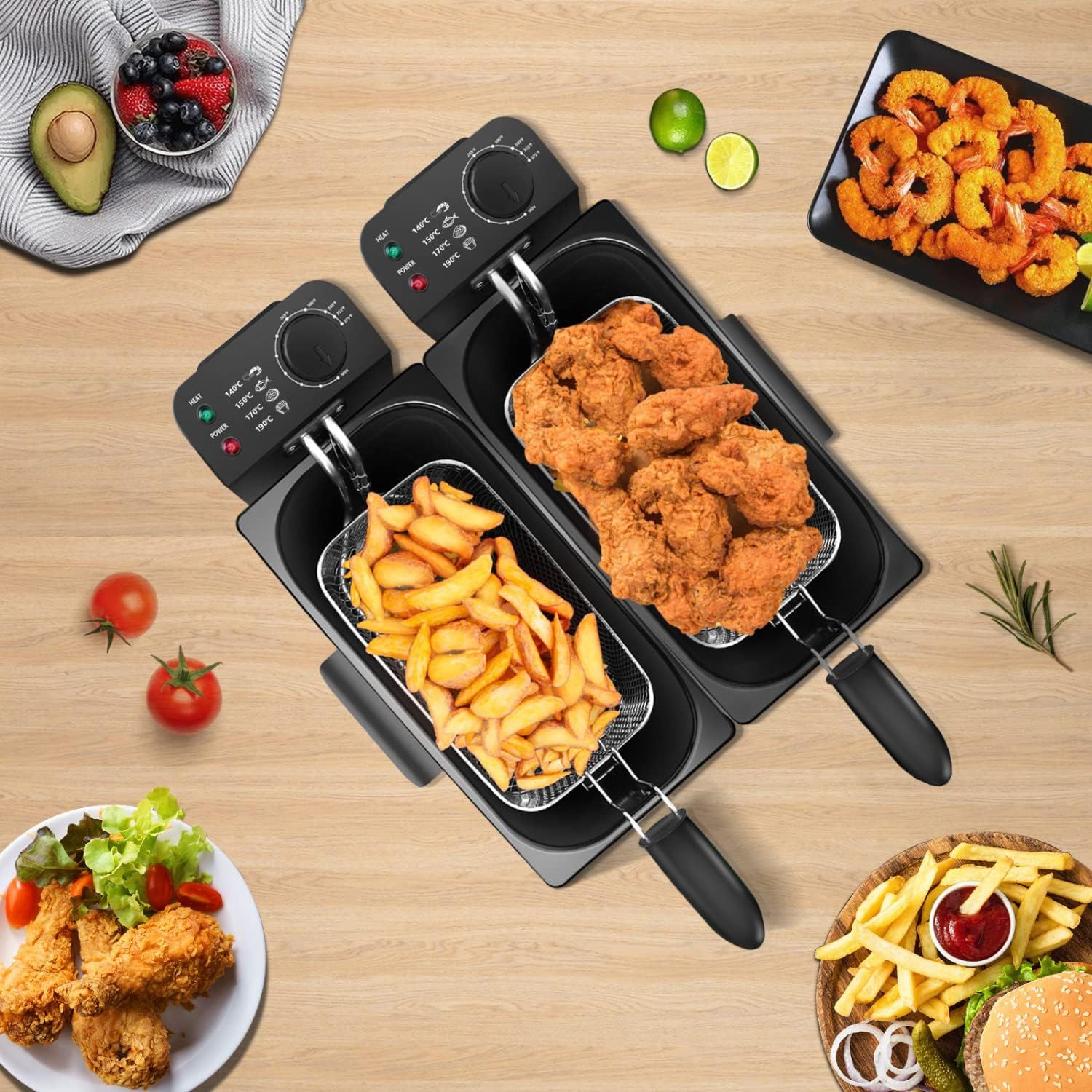 6L Dual Tank Deep Fat Fryer Stainless Steel Electric Fryer