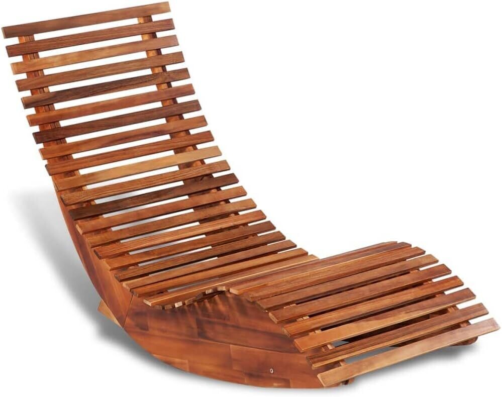 Sunlounger Acacia Wood Rocking Sun Lounger – Brown
