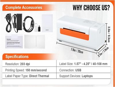 Thermal Label Maker with Automatic Label Recognition, 4x6 Thermal Label Printer