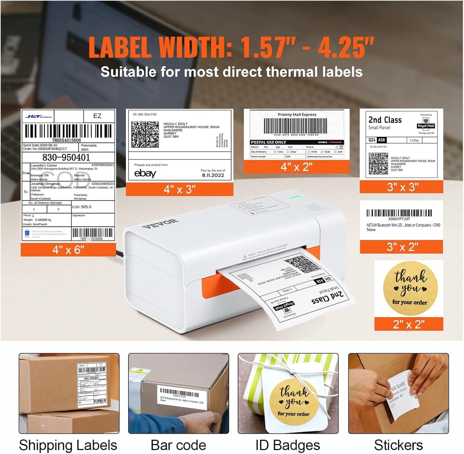 Thermal Label Maker with Automatic Label Recognition, 4x6 Thermal Label Printer
