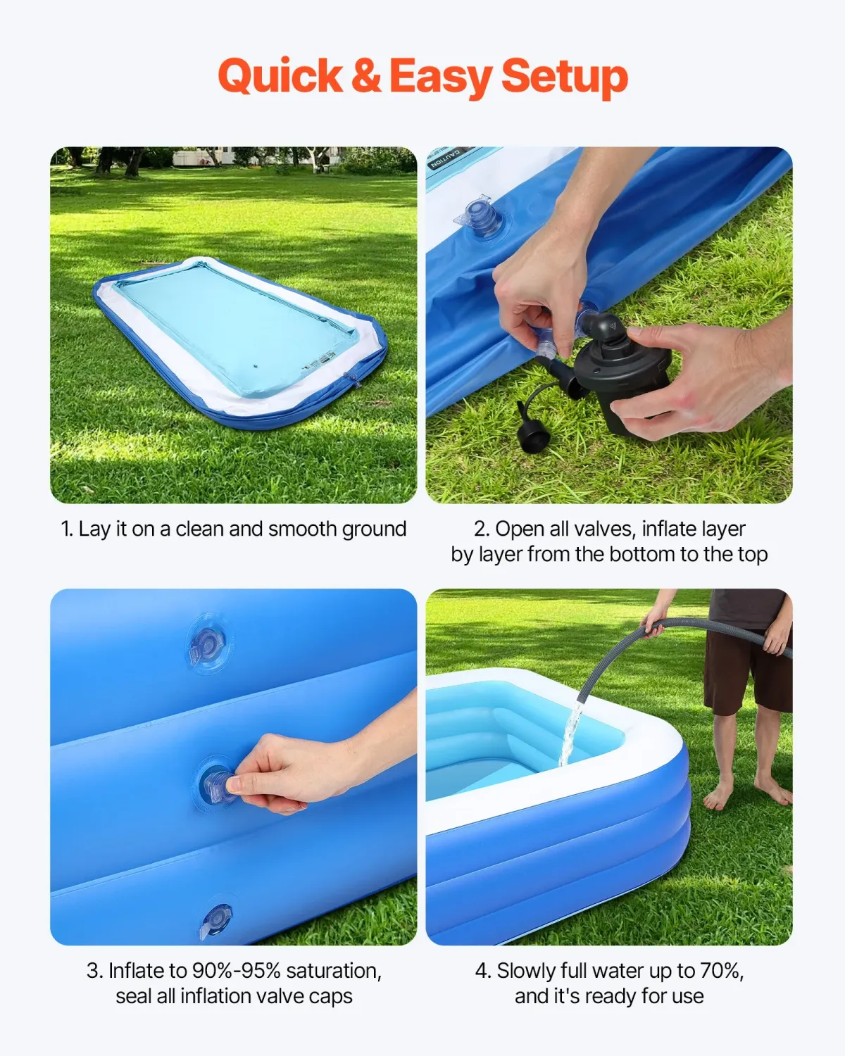 Inflatable Pool 3000x1702x508mm Family Swimming