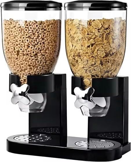 2L Dual Cereal Dispenser Airtight Dry Food Storage Container