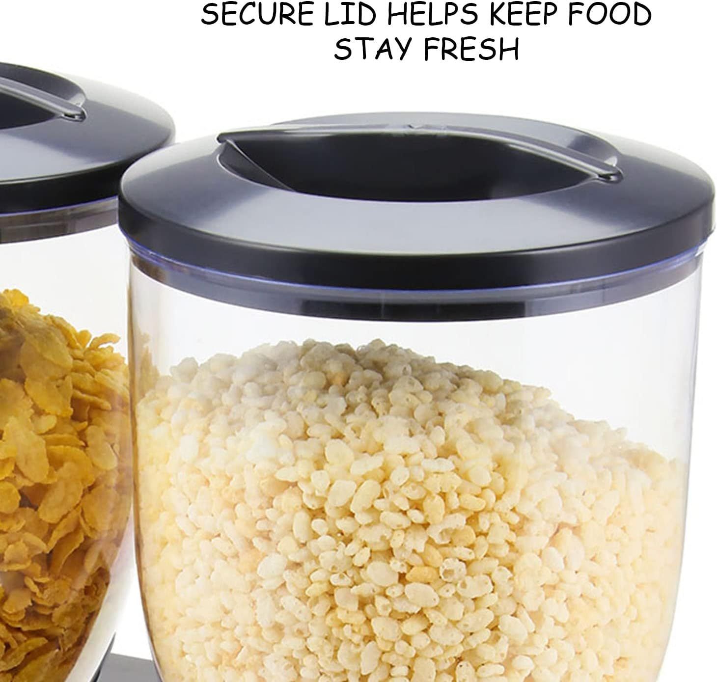 Double Cereal Dispenser – Black Airtight Dry Food Storage Container