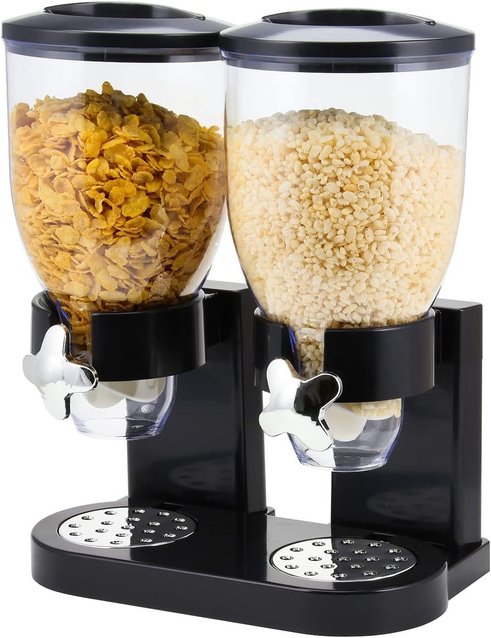 Double Cereal Dispenser – Black Airtight Dry Food Storage Container