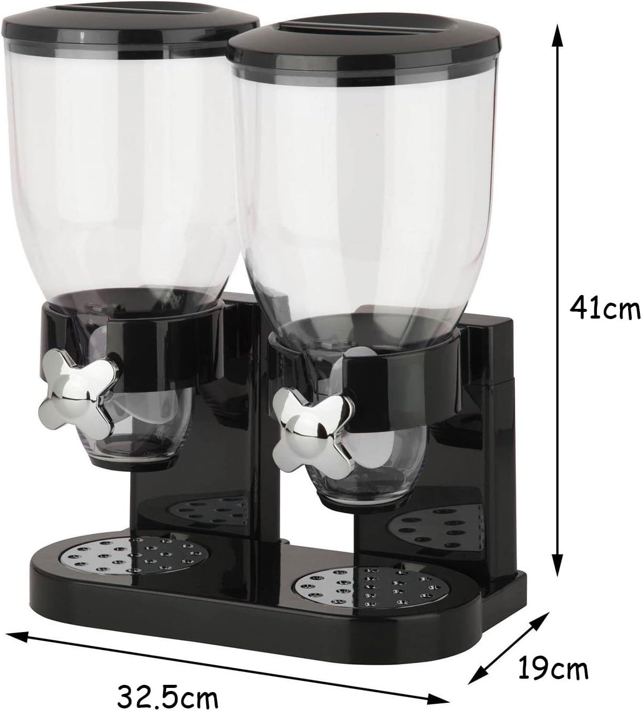 Double Cereal Dispenser – Black Airtight Dry Food Storage Container