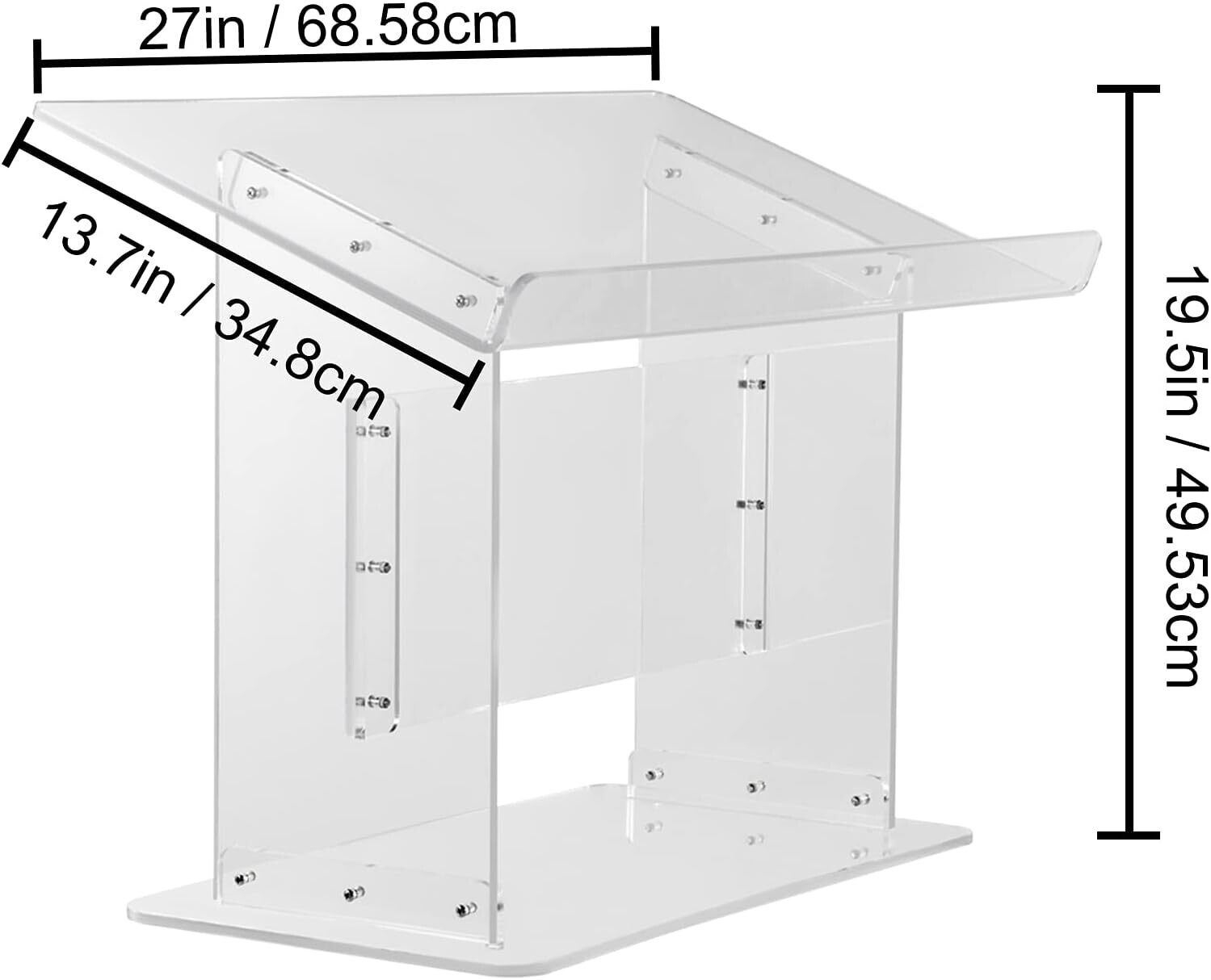 Surface Acrylic 19.5" tall plexiglass podium Podium Acrylic Table 27"x13.7