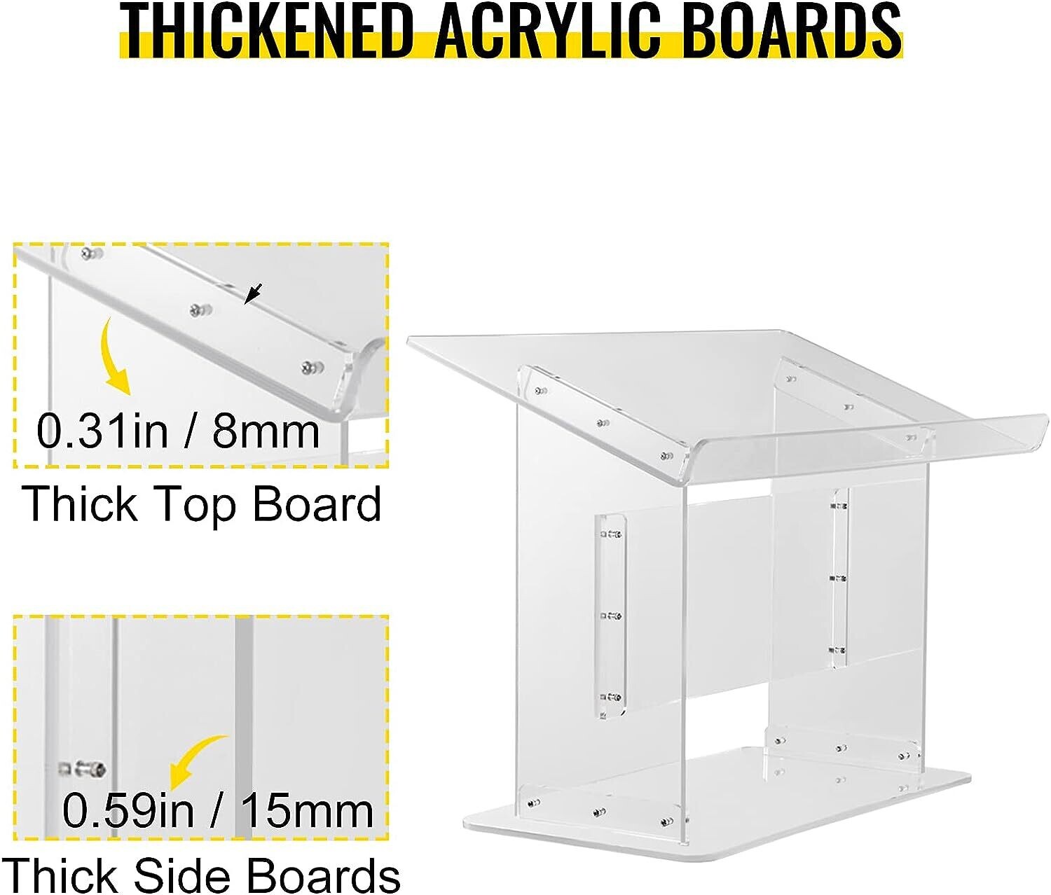 Surface Acrylic 19.5" tall plexiglass podium Podium Acrylic Table 27"x13.7