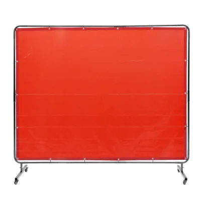 Mobile Welding Curtain Screen with Frame Wheels Red