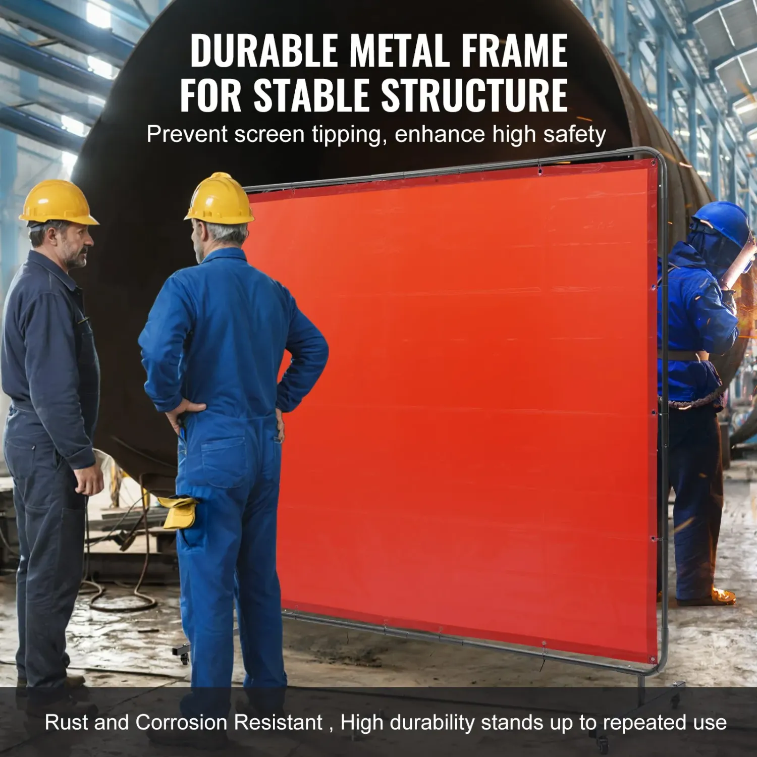 Mobile Welding Curtain Screen with Frame Wheels Red
