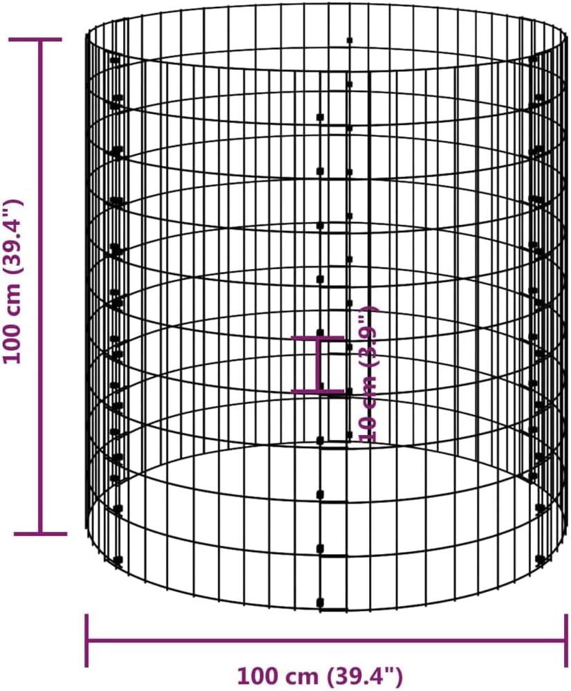 Round Gabion Column – 50 × 50 cm Galvanised Steel Garden Gabion