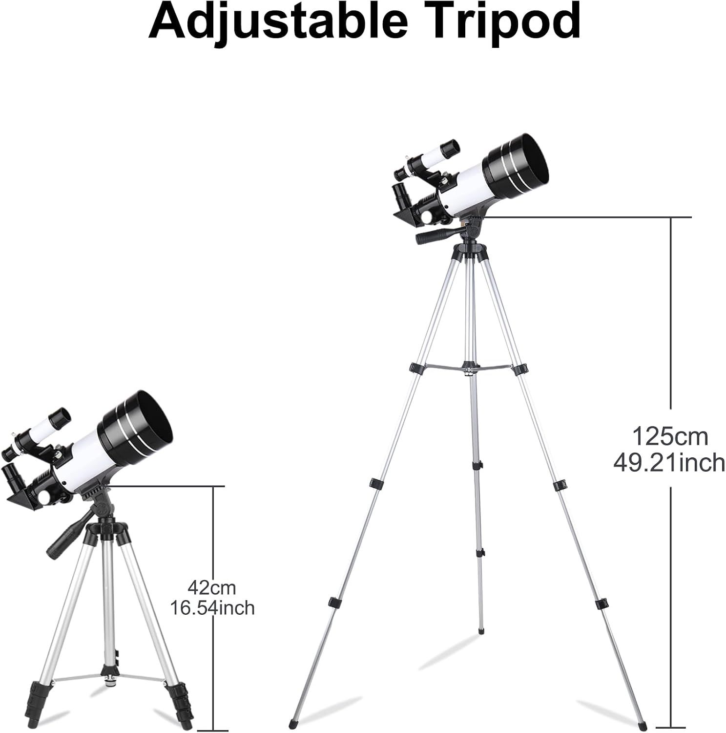 70mm Aperture 300mm Refractor Telescope with Tripod &amp; Phone Holder for Kids &amp; Beginners