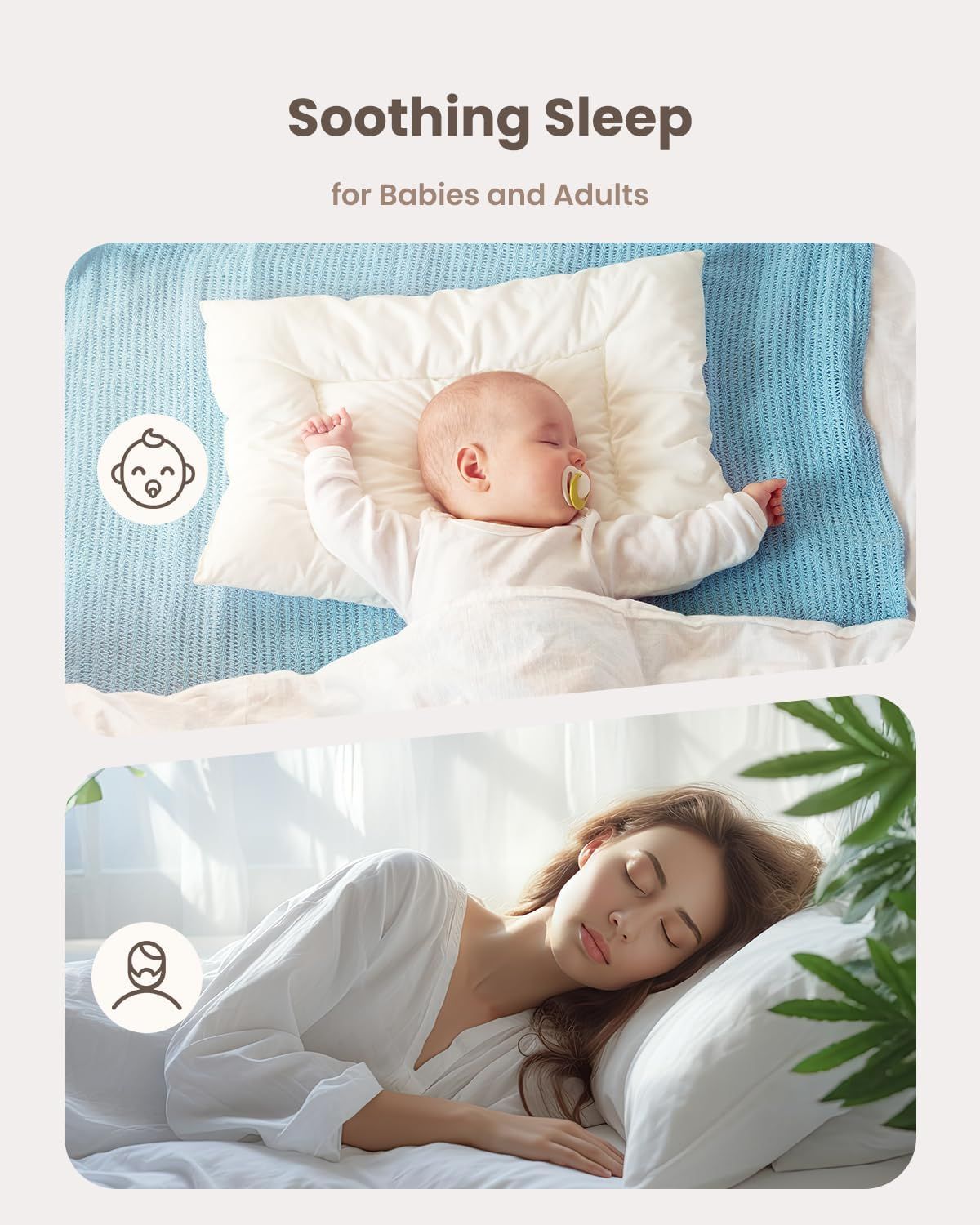White Noise Machine with 29 Soothing Sounds, Night Light, Headphone Port for Baby Sleep