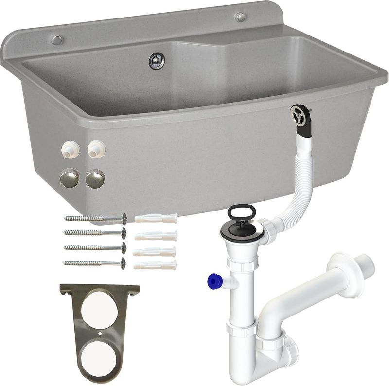 Sink 61 cm Granite Grey Utility – Durable Laundry &amp; Cleaning Tub