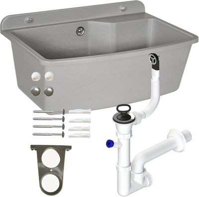 Sink 61 cm Granite Grey Utility – Durable Laundry &amp; Cleaning Tub