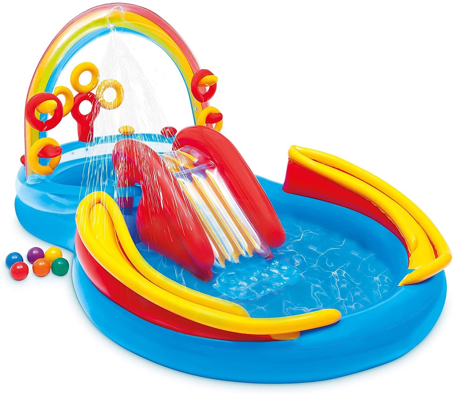 Rainbow Ring Play Center – Inflatable Kids Pool with Water Slide &amp; Interactive Games