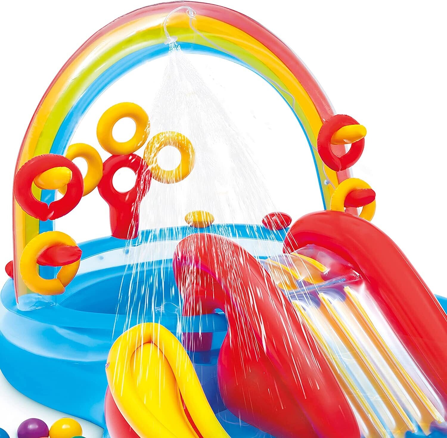 Rainbow Ring Play Center – Inflatable Kids Pool with Water Slide &amp; Interactive Games