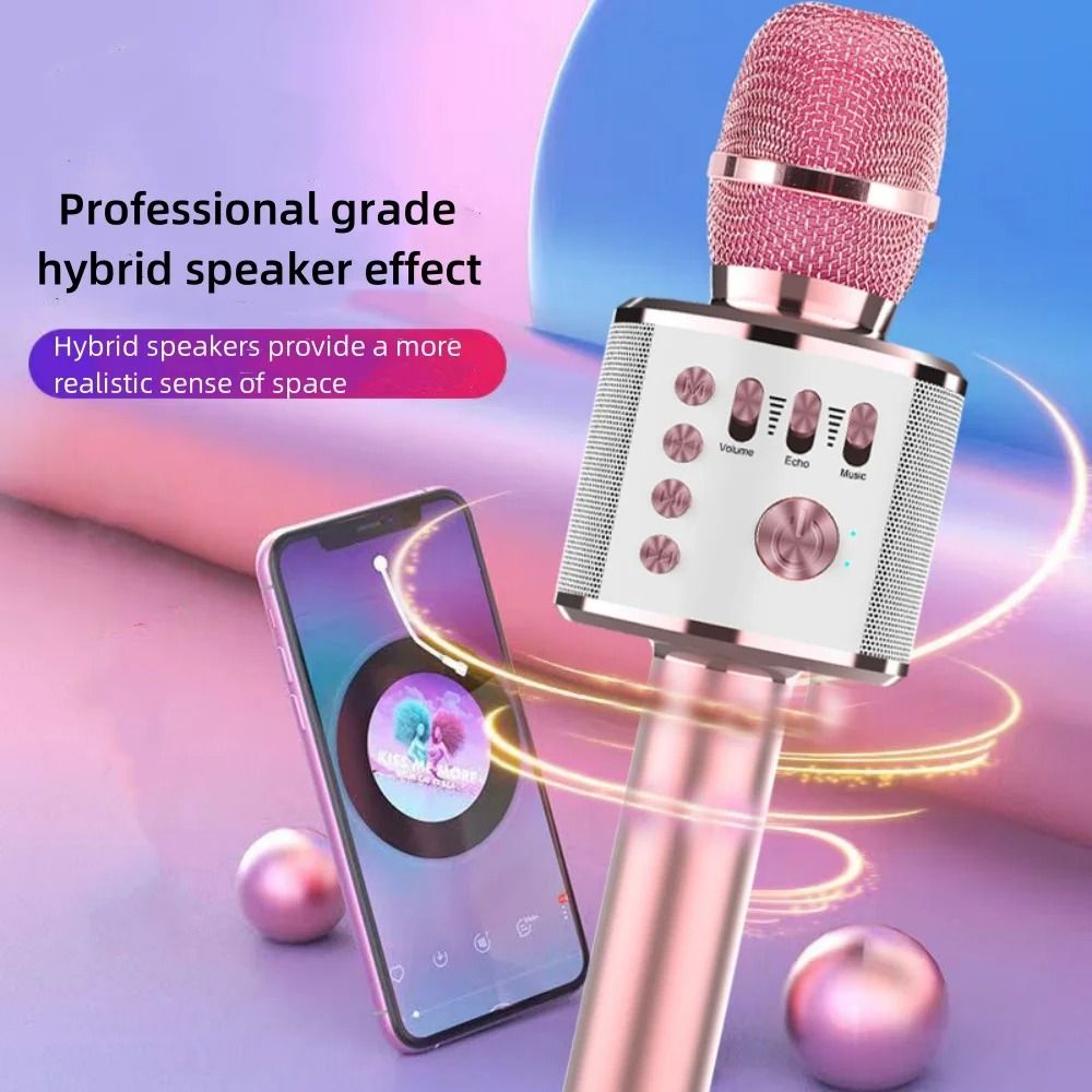 Portable Wireless Bluetooth Karaoke Microphone with Built-In Speaker &amp; Rechargeable Battery