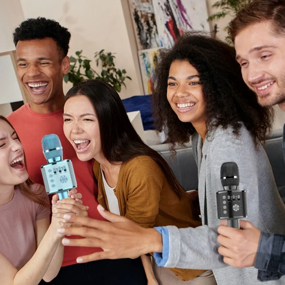 Portable Wireless Bluetooth Karaoke Microphone with Built-In Speaker &amp; Rechargeable Battery