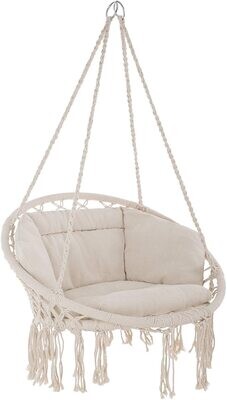 Garden Hanging Chair Cotton Rope Macrame Beige