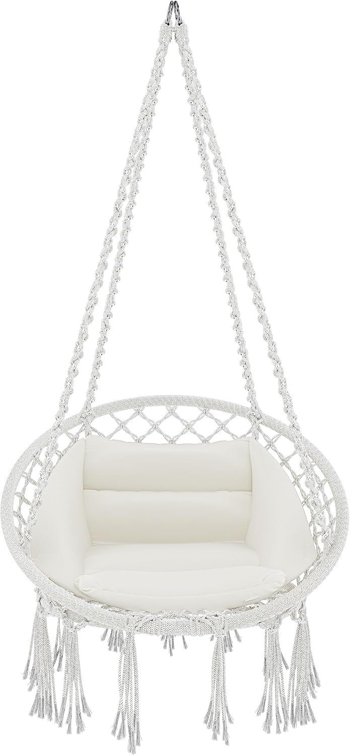 Garden Hanging Chair Cotton Rope Macrame Beige