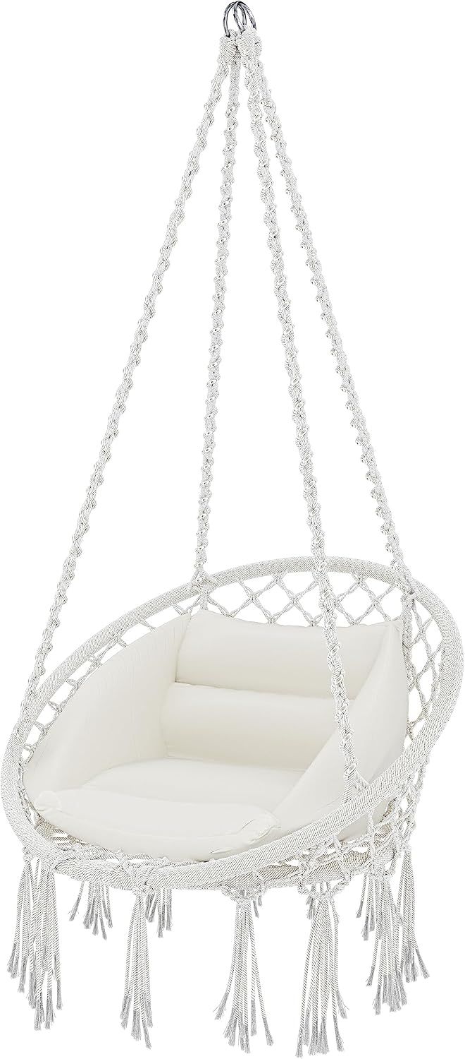 Garden Hanging Chair Cotton Rope Macrame Beige