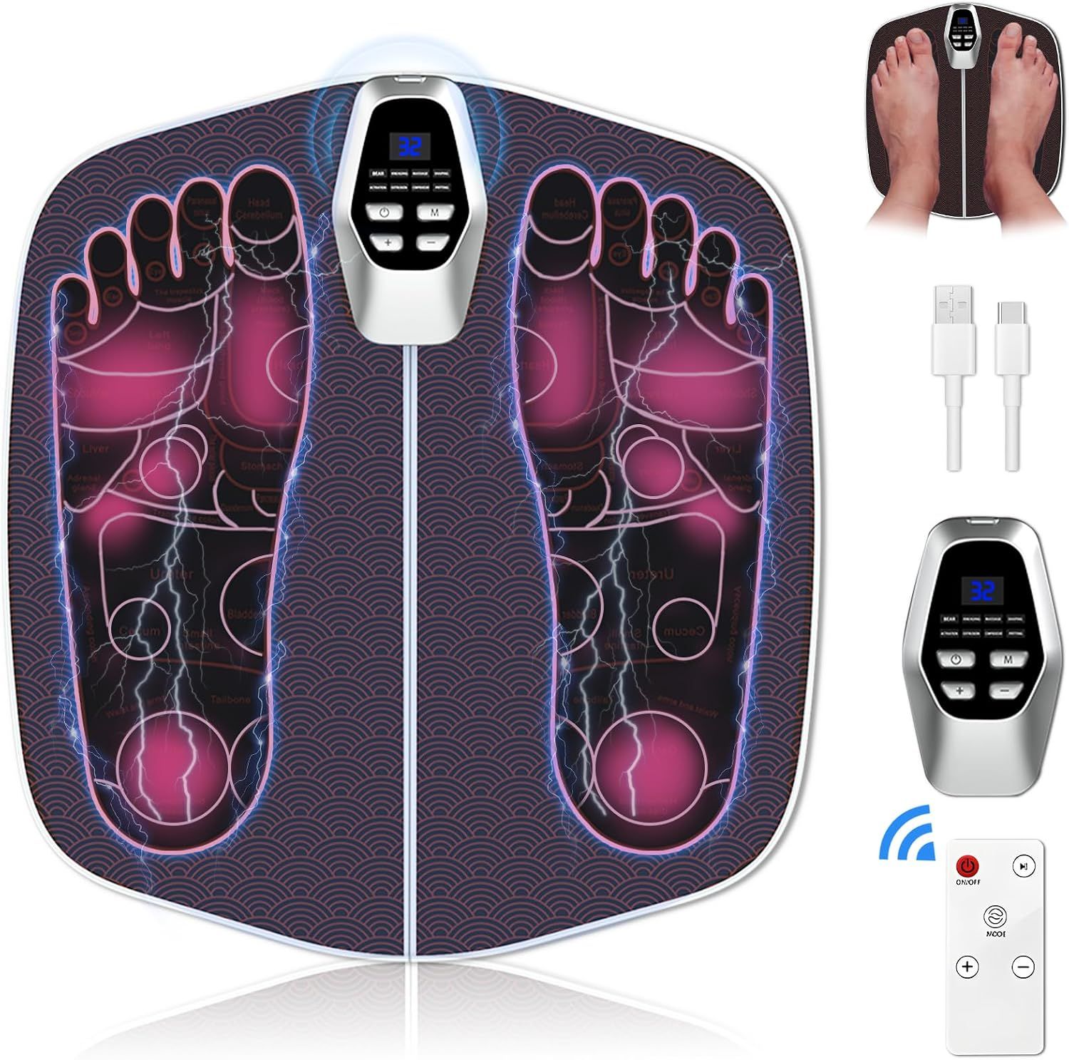 EMS Foot Massager Rechargeable LCD Display