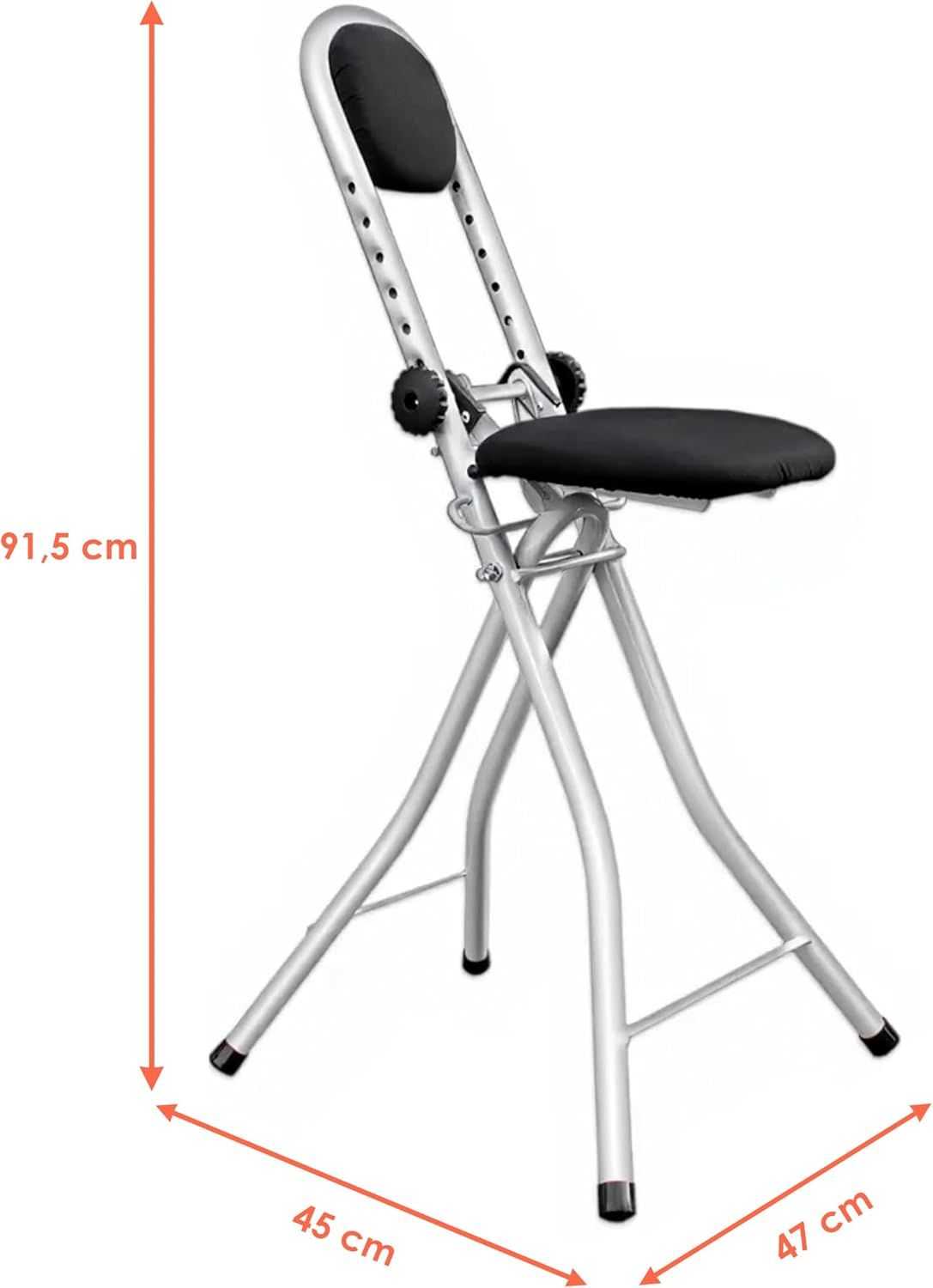 Secura White Standing Adjustable Folding Stool – Padded Seat, Steel Frame &amp; Safety Lock
