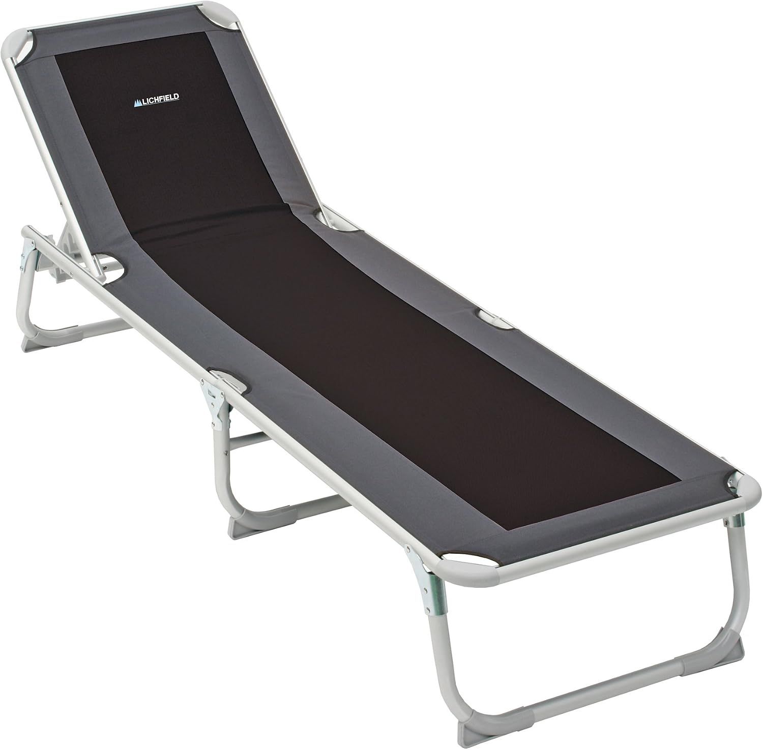Polyrattan Folding Aluminium Sun Lounger – 5-Position Reclining Garden Chair, Pewter