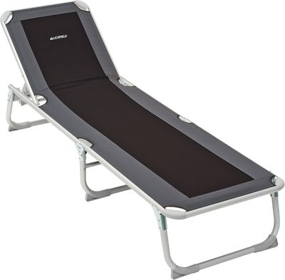 Polyrattan Folding Aluminium Sun Lounger – 5-Position Reclining Garden Chair, Pewter