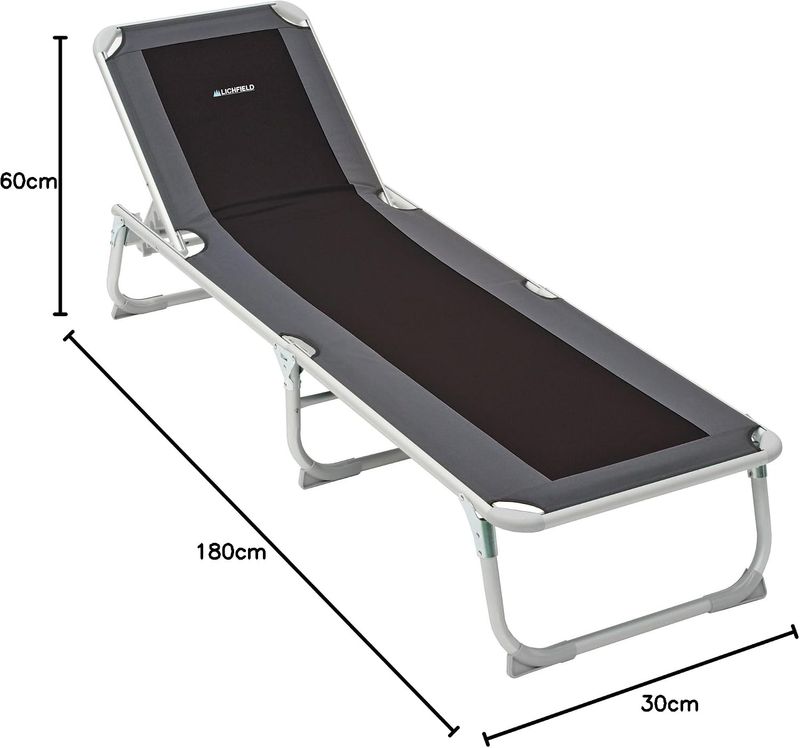 Polyrattan Folding Aluminium Sun Lounger – 5-Position Reclining Garden Chair, Pewter