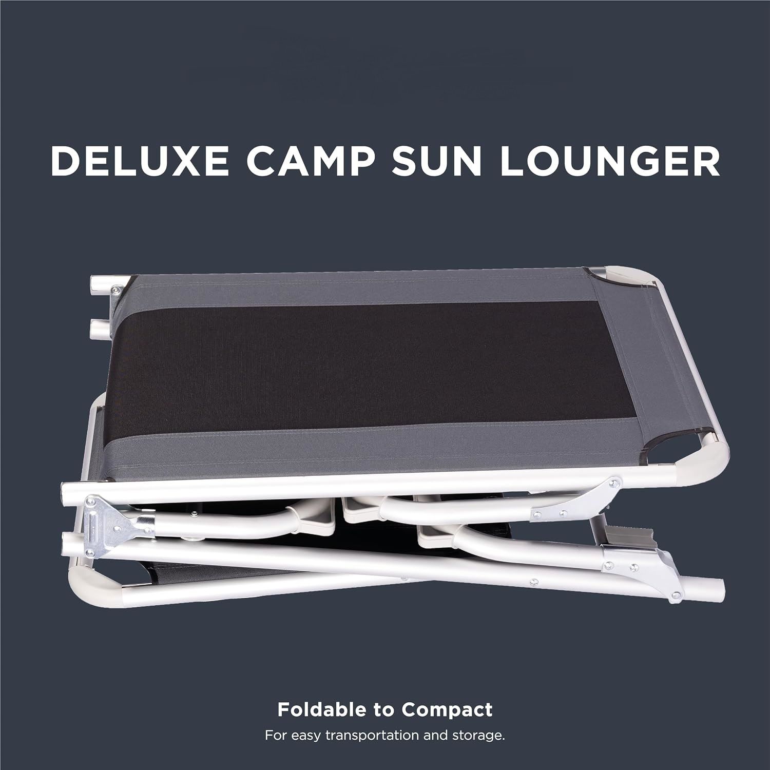Polyrattan Folding Aluminium Sun Lounger – 5-Position Reclining Garden Chair, Pewter