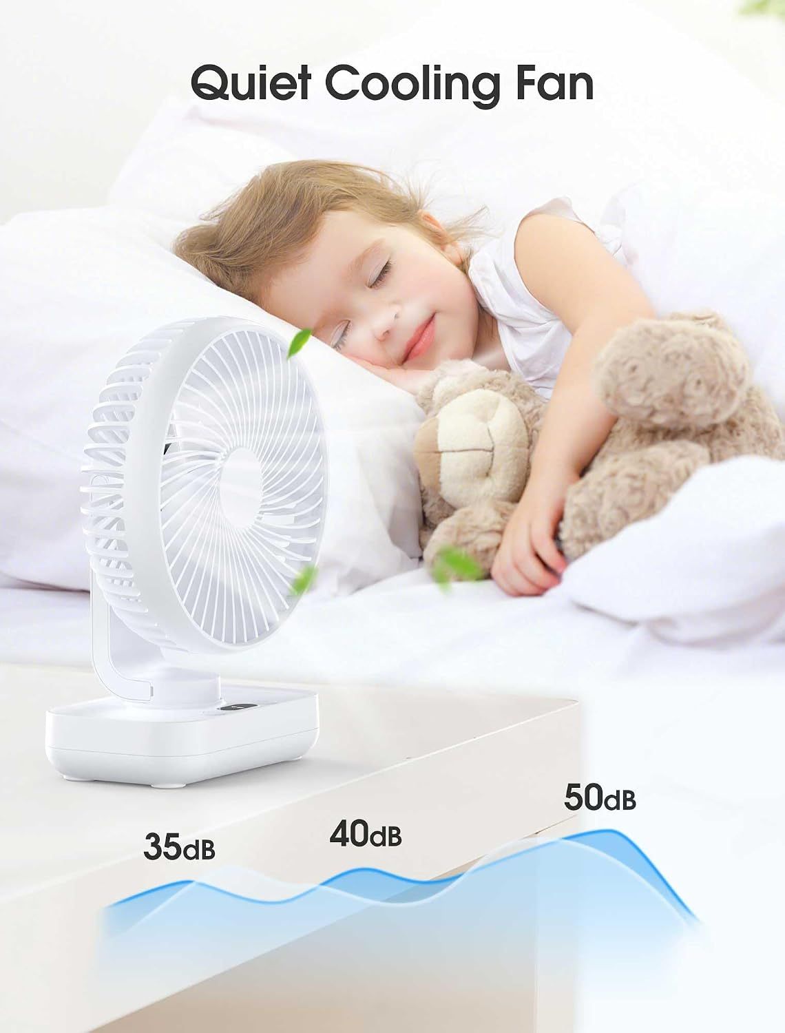 Rechargeable Desk Fan 4000mAh USB Oscillating