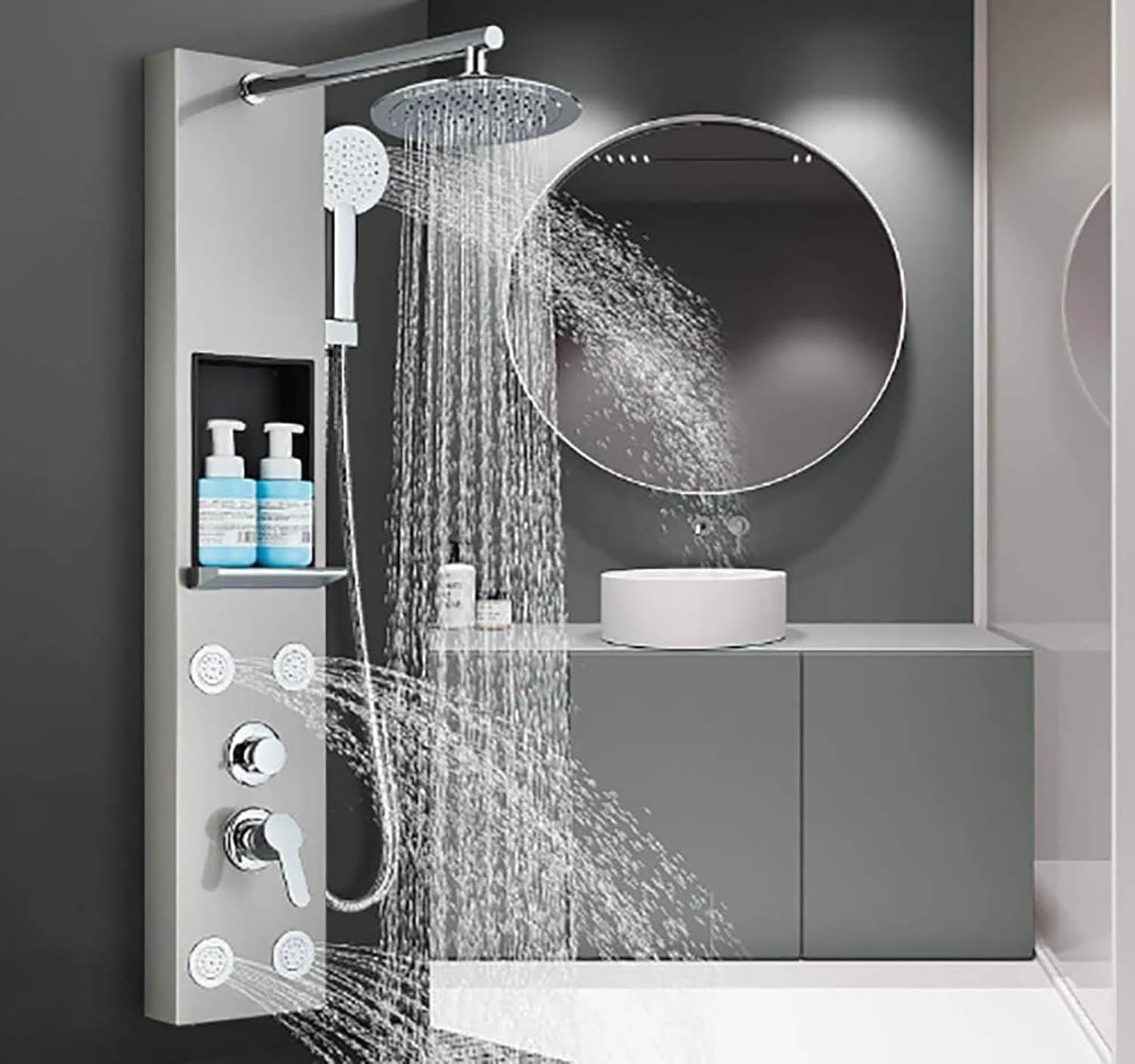 Shower Panel System – Rainfall, Handheld &amp; Massage Jets