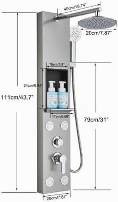 Shower Panel System – Rainfall, Handheld &amp; Massage Jets
